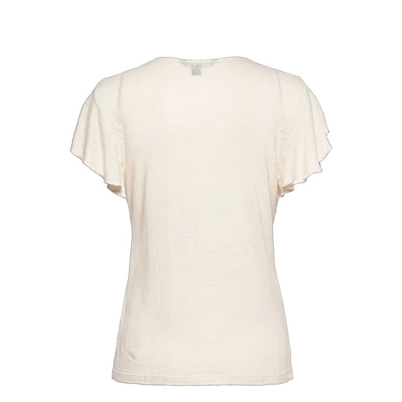 Lauren Ralph Lauren Linen-Blend Jersey Flutter-Sleeve Blouse Mascarpone Cream - Picture 3 of 6